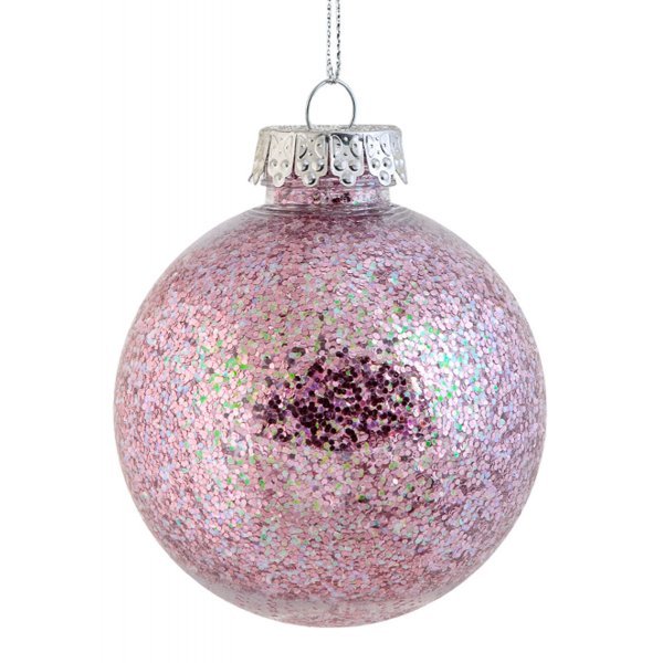 Χριστουγεννιάτικη Μπάλα Μεταλλιζέ Ροζ (8cm)